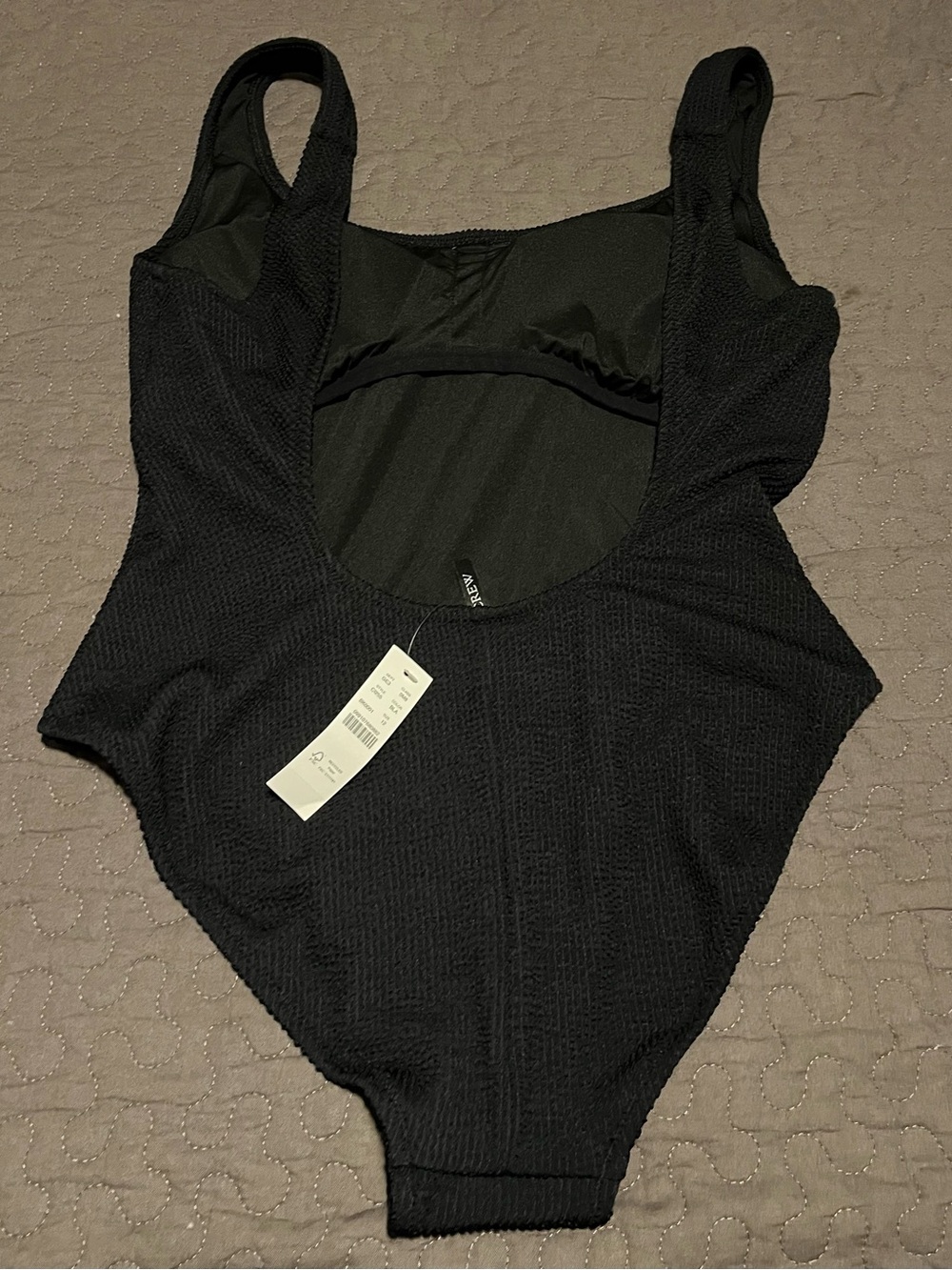 J.Crew Claudia Scrunchie One-Piece Swimsuit Black Women’s Size 12 NWT - Picture 7 of 11